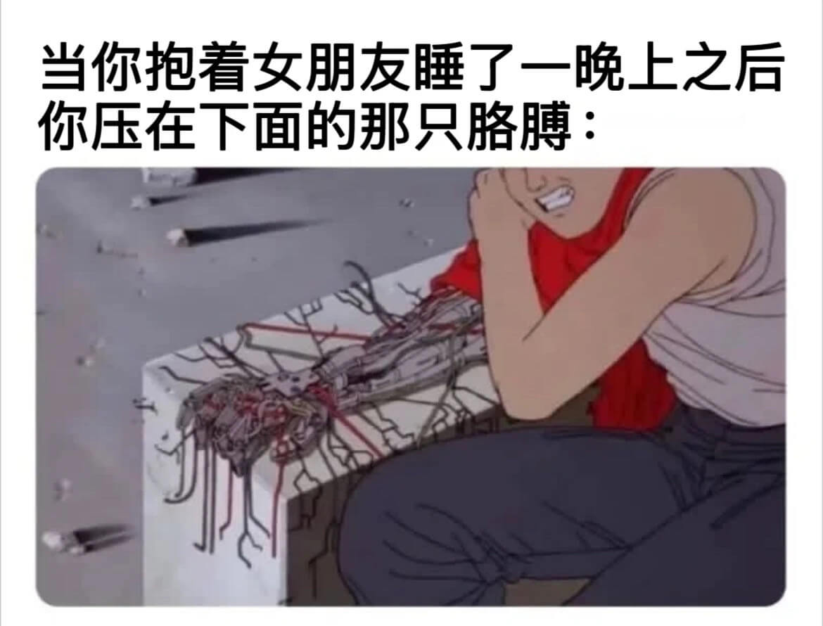当你抱着女朋友睡了一晚上之后，你压在下面的那只胳膊：