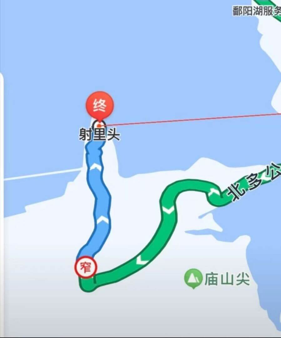 鄱阳湖服务终点射里头北多公窄庙山尖