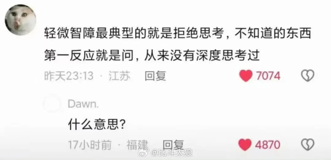 轻微智障最典型的就是拒绝思考，不知道的东西第一反应就是问，从