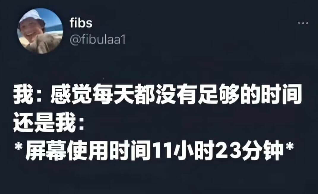 fibs@fibulaa1我：感觉每天都没有足够的时间还是我