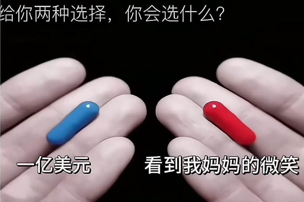 合你两种选择，你会选什么？一亿美元还是看到我妈妈的微笑