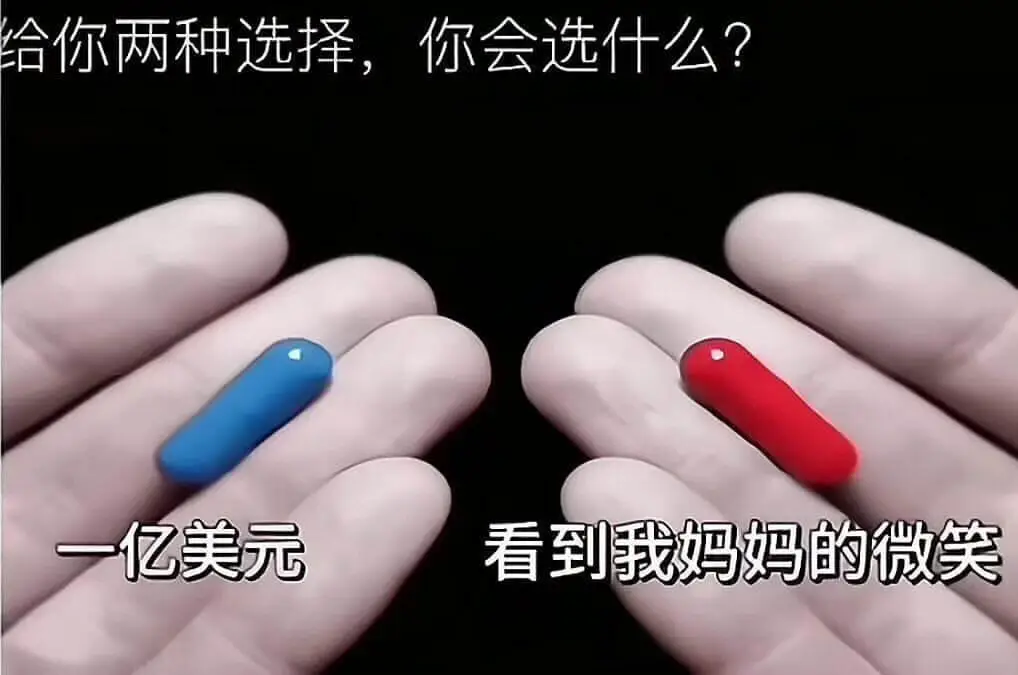 合你两种选择，你会选什么？一亿美元还是看到我妈妈的微笑