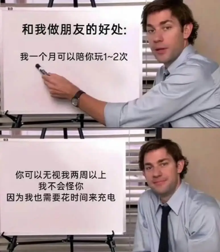 和我做朋友的好处：我一个月可以陪你玩1~2次，你可以无视我两