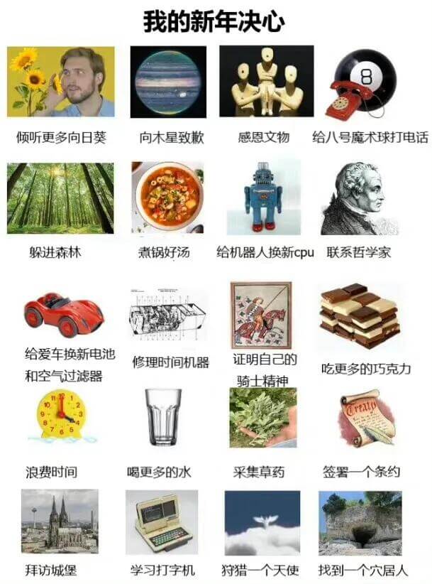我的新年决心倾听更多向日葵向木星致歉感恩文物给八号魔术球打电