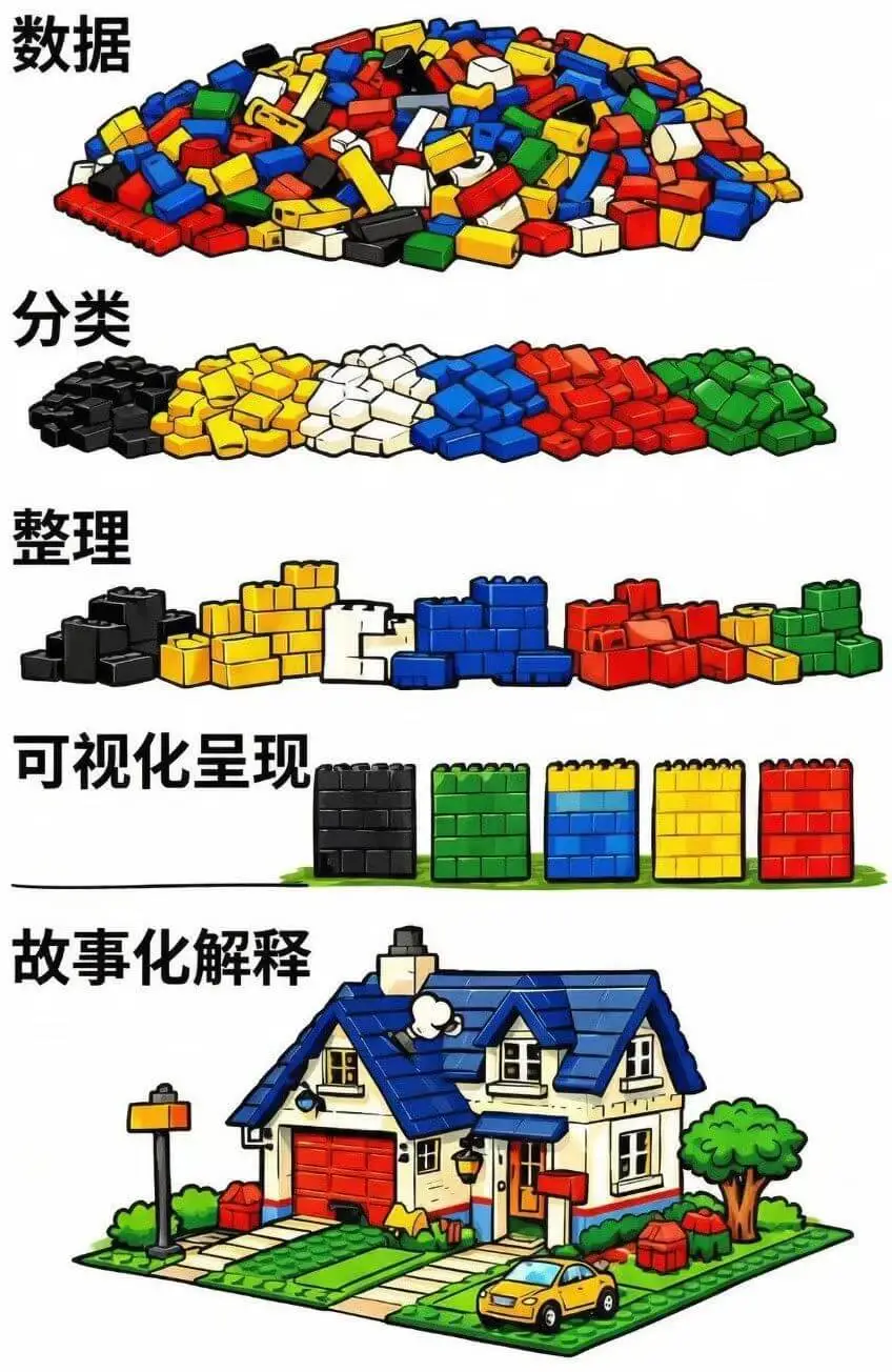 数据分类、整理、可视化呈现、故事化解释