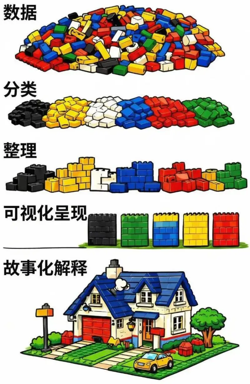 数据分类、整理、可视化呈现、故事化解释