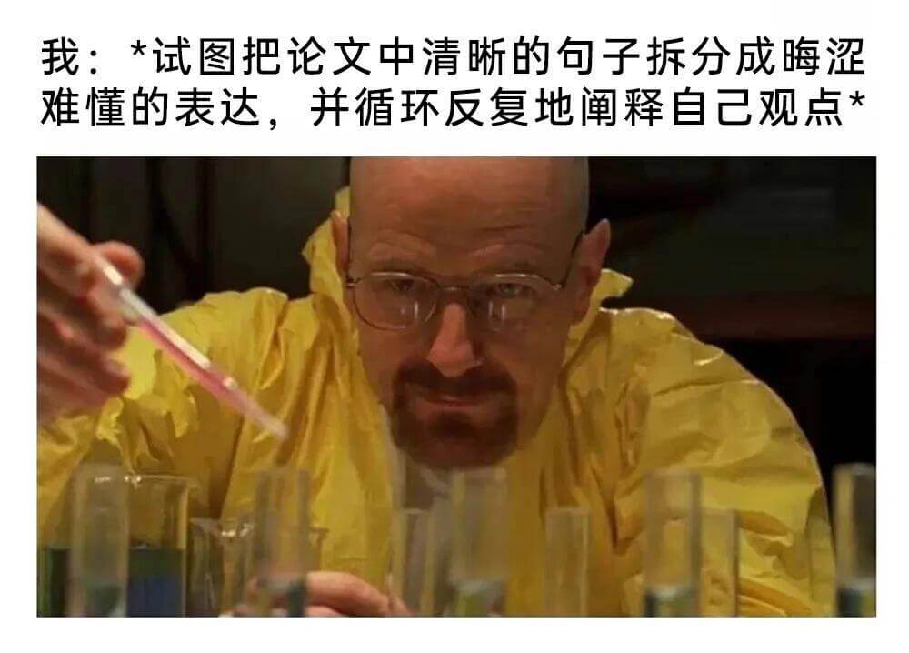 我：*试图把论文中清晰的句子拆分成晦涩难懂的表达，并循环反复
