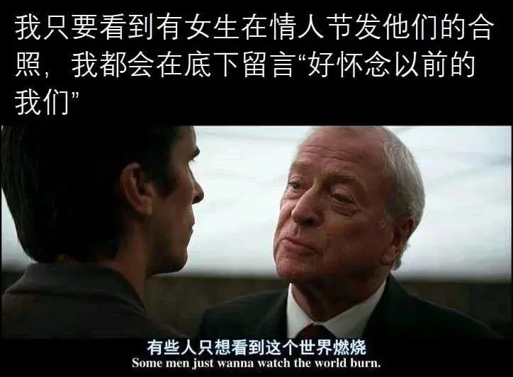 我只要看到有女生在情人节发他们的合照，我都会在底下留言“好怀