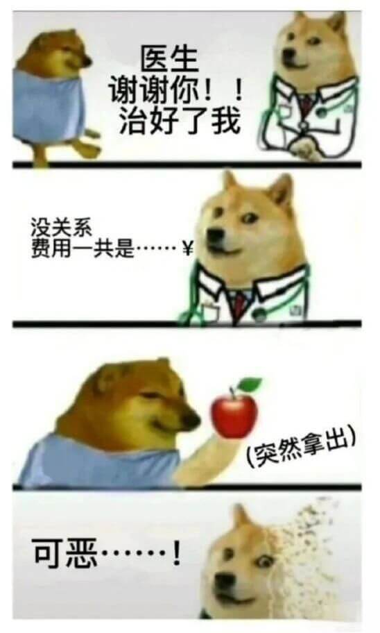 医生谢谢你！！治好了我没关系费用一共是（突然拿出）可恶···