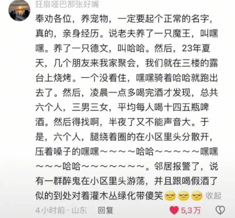奉劝各位，养宠物一定要起个正常的名字，真的，这是我的亲身经历