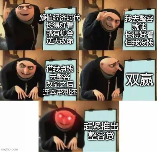 颜值经济时代我去整容，长得好看，就有机会逆天改命。但我没钱，