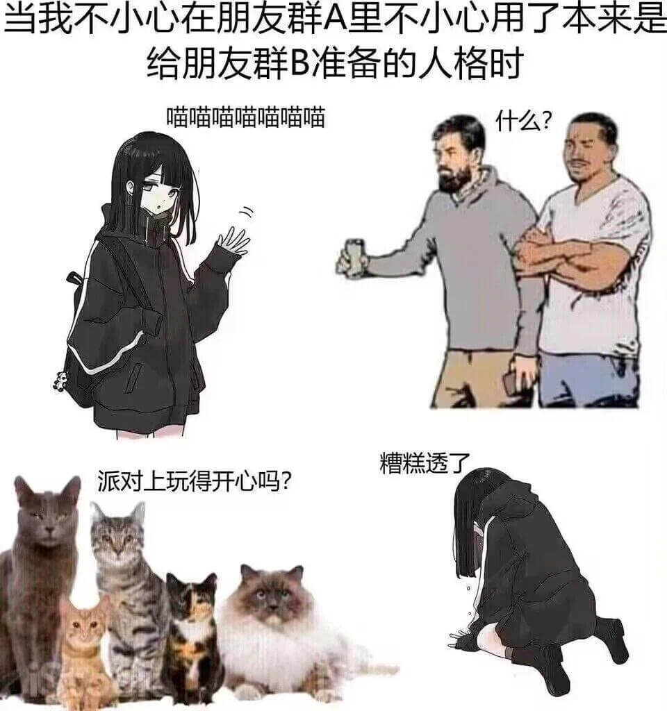 当我不小心在朋友群A里不小心用了本来是给朋友群B准备的人格时