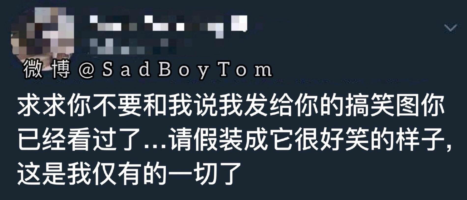微博@SadBoyTom求求你不要和我说我发给你的搞笑图你已