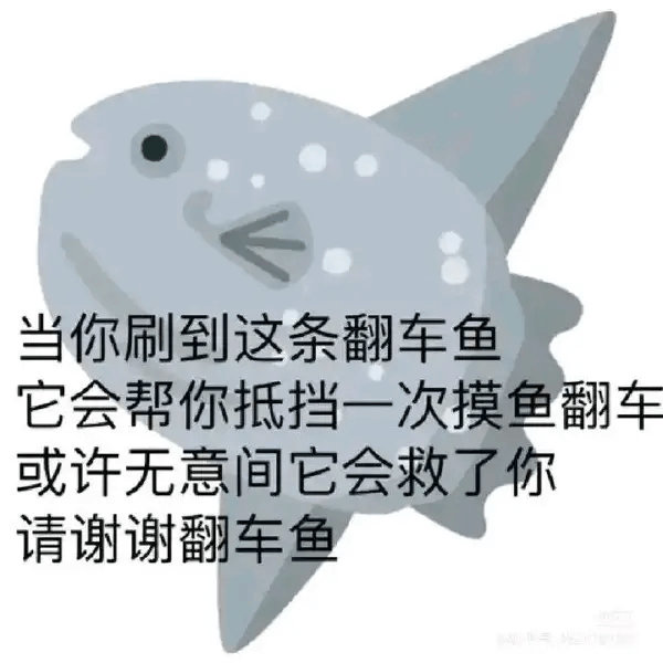 当你刷到这条翻车鱼，它会帮你抵挡一次摸鱼翻车。或许无意间，它