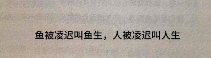 鱼被凌迟叫鱼生，人被凌迟叫人生