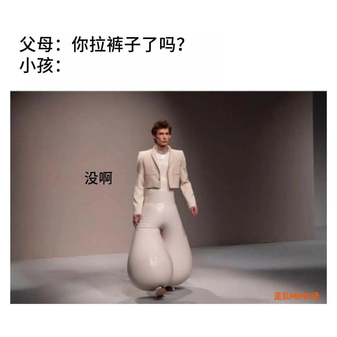 父母：你拉裤子了吗？小孩：没啊巫狐MEME译