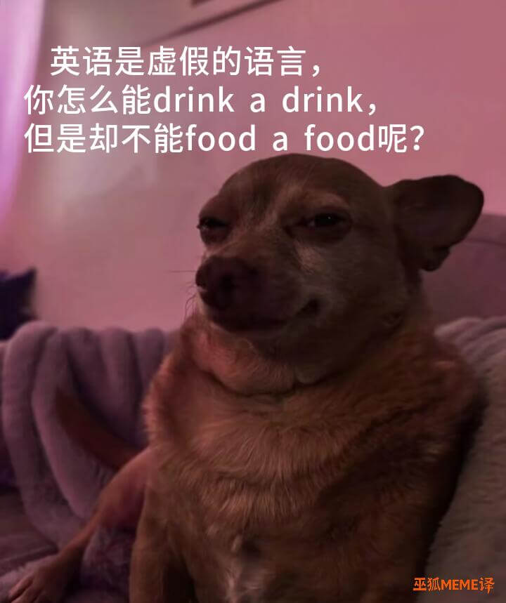 英语是虚假的语言，你怎么能drinkadrink，但是却不能