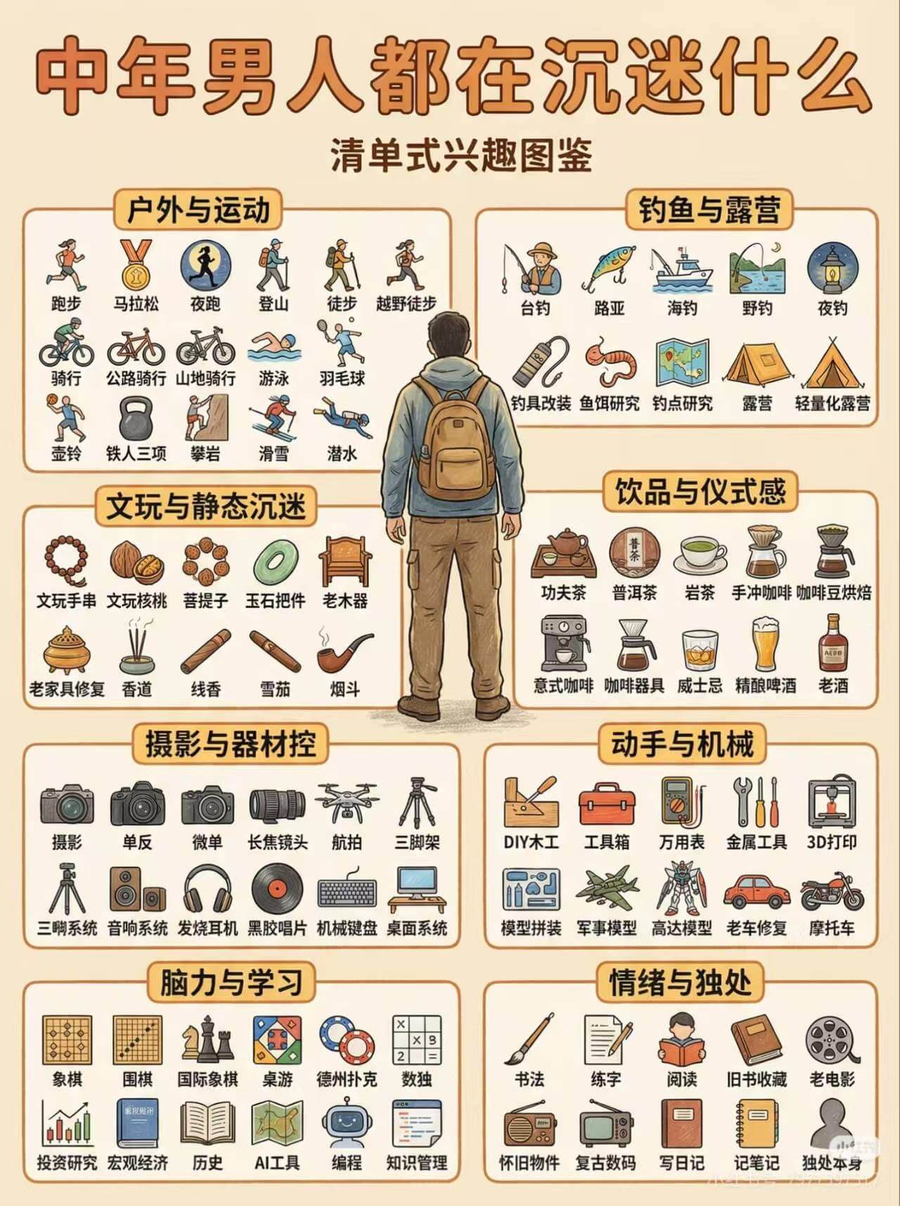 中年男人都在沉迷什么清单式兴趣图鉴户外与运动钓鱼与露营跑步马