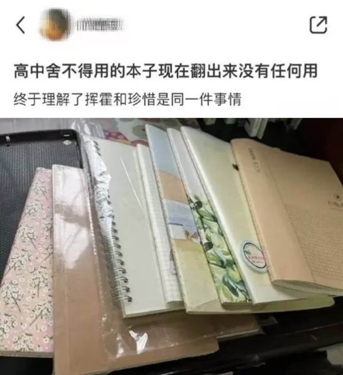高中舍不得用的本子，现在翻出来没有任何用。终于理解了，挥霍和
