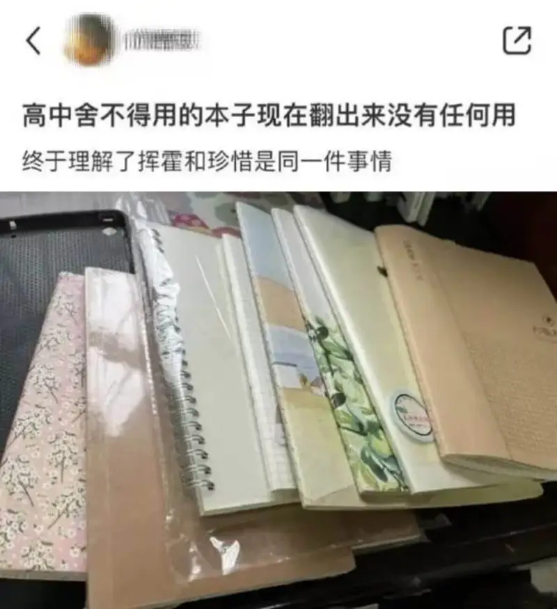 高中舍不得用的本子，现在翻出来没有任何用。终于理解了，挥霍和