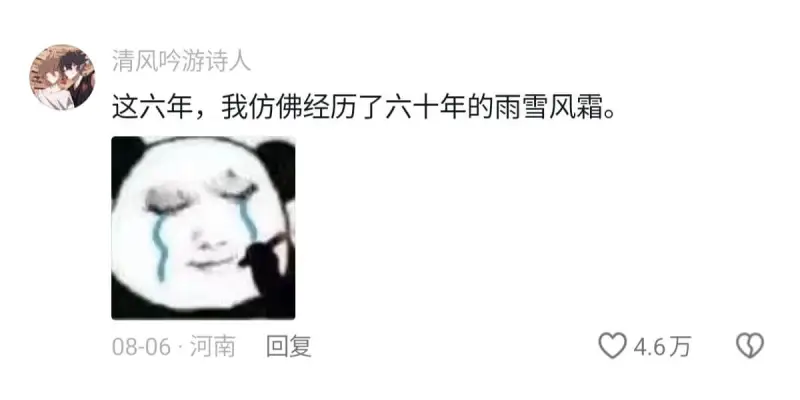 这六年，我仿佛经历了六十年的雨雪风霜。08-06·河南回复4