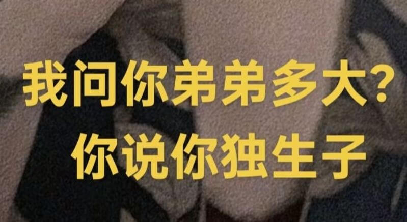 我问你弟弟多大？你说你独生子。
