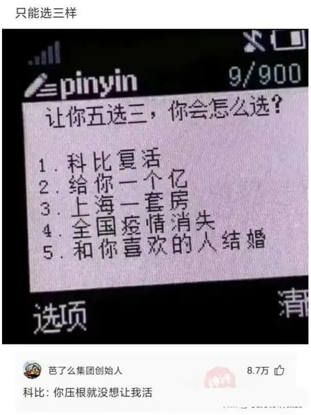 只能选三样9/900pinyin让你五选三,你会怎么选?活复