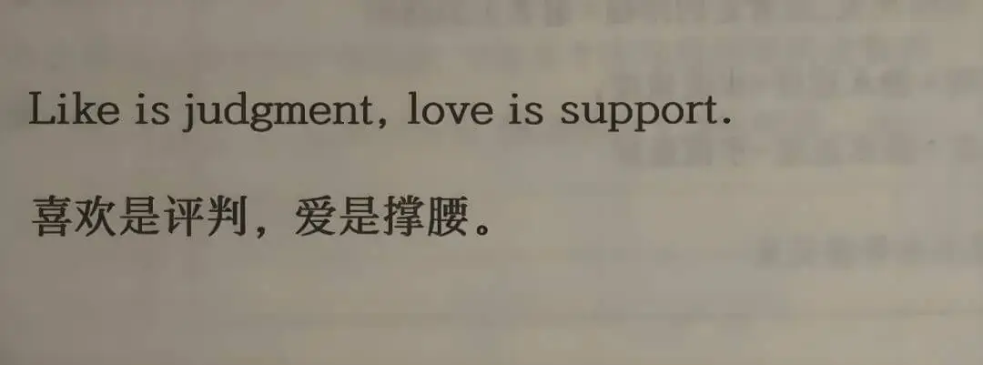 Likeisjudgment,loveissupport.喜