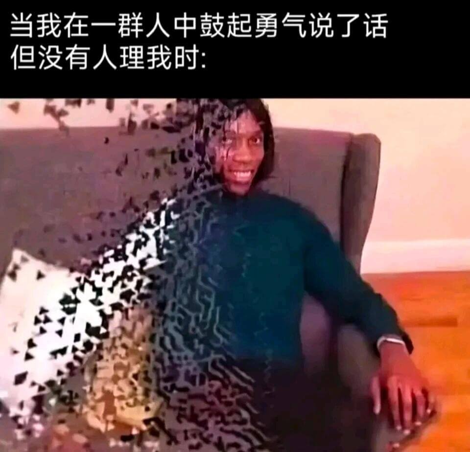 当我在一群人中鼓起勇气说了话但没有人理我时: