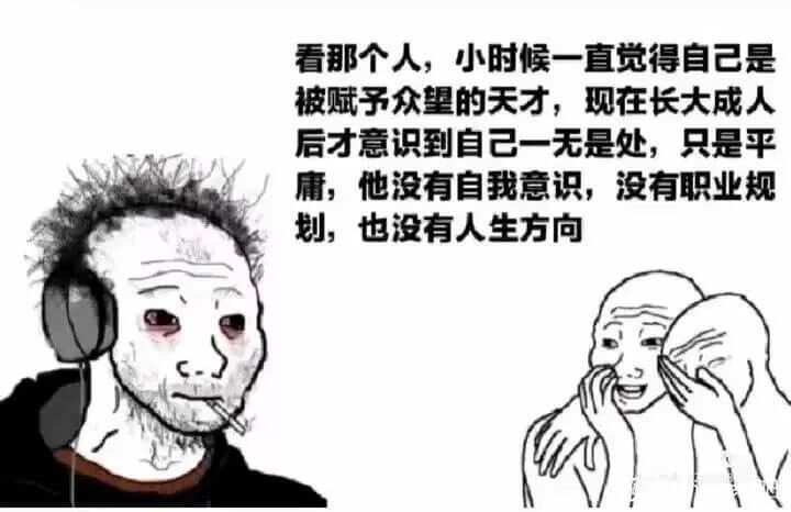 看那个人，小时候一直觉得自己是被赋予众望的天才，现在长大成人