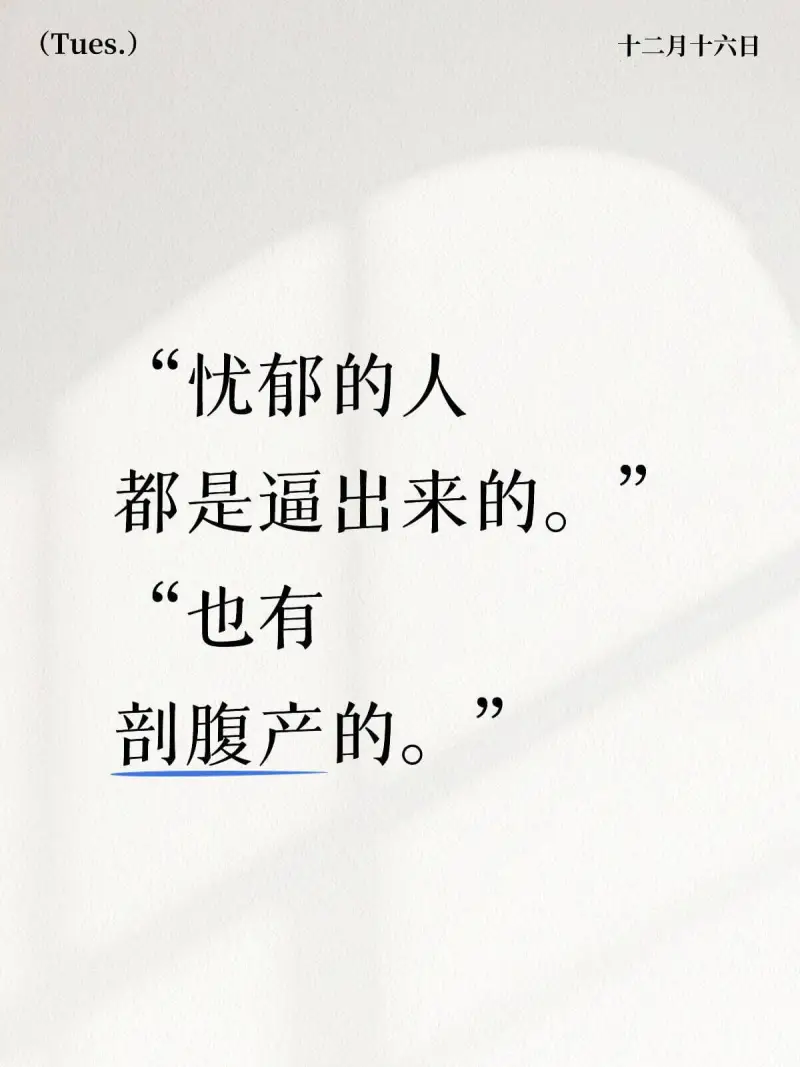 （Tues.）十二月十六日“忧郁的人都是逼出来的。”“也有剖