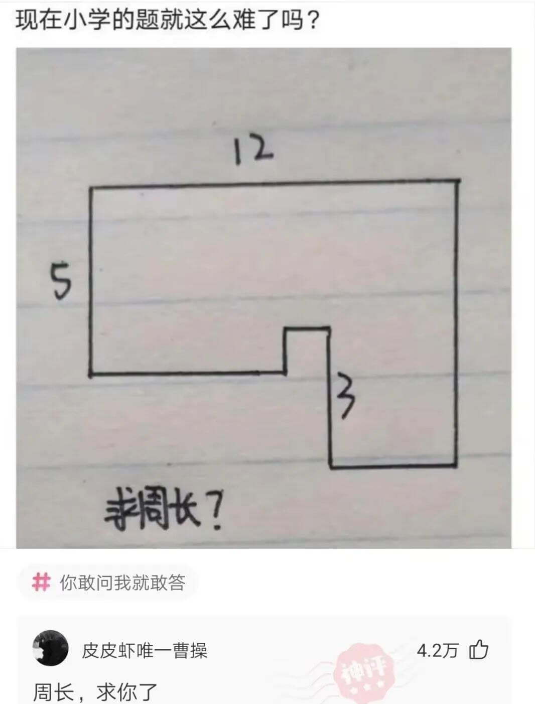 现在小学的题就这么难了吗？12S求周长？你敢问我就敢答皮皮虾