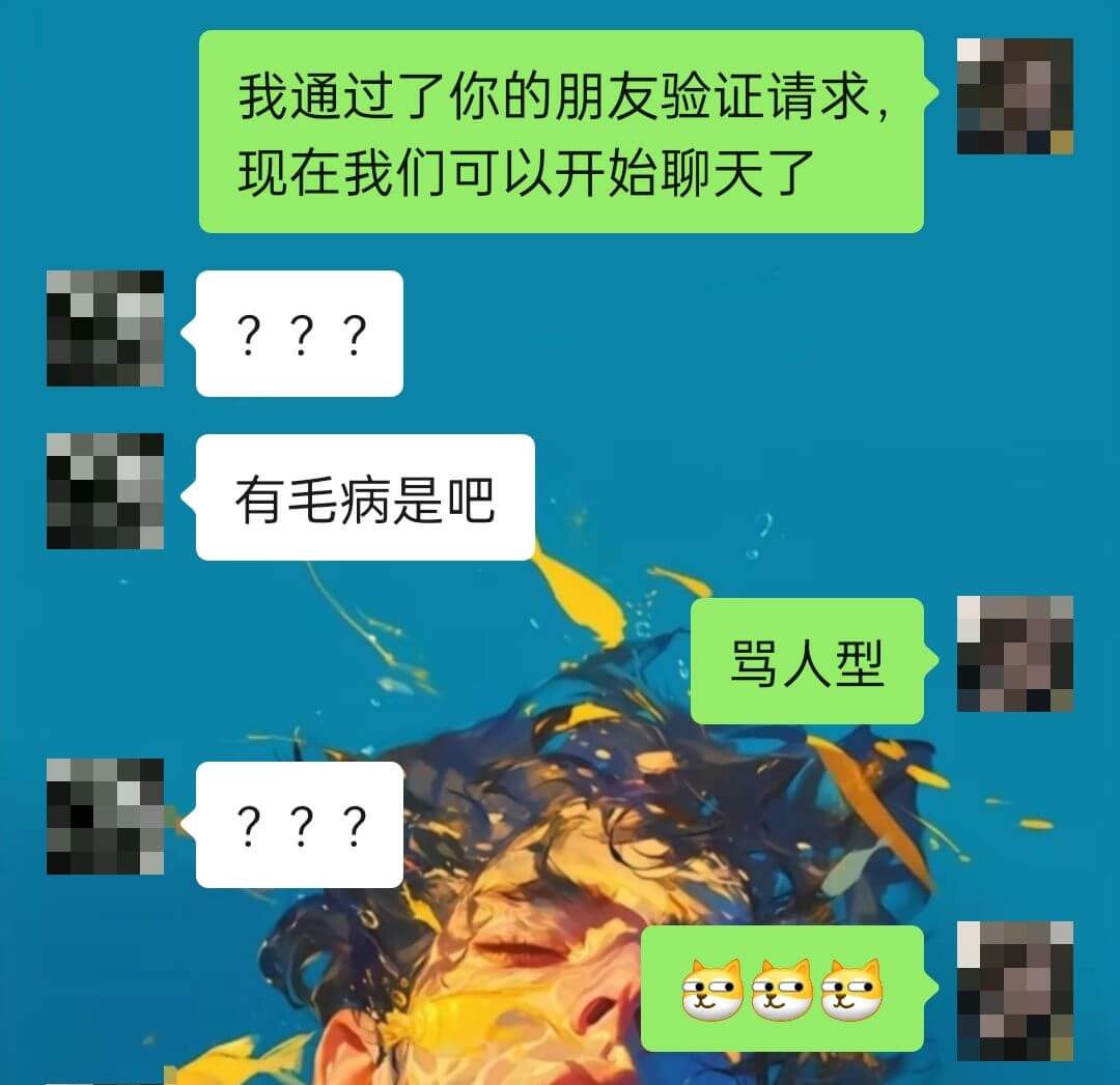 我通过了你的朋友验证请求,现在我们可以开始聊天了。???有毛