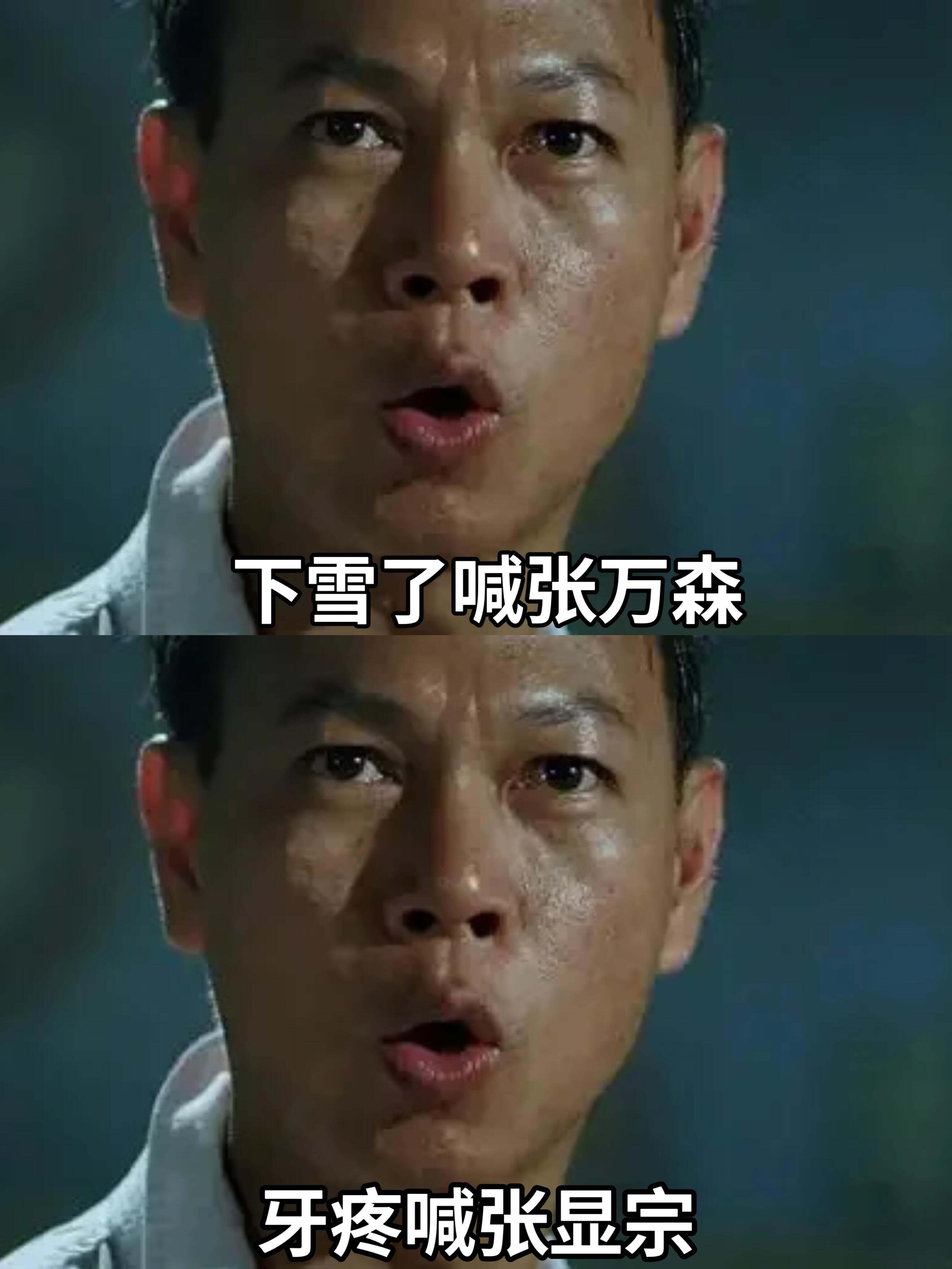 下雪了，喊张万森牙疼，喊张显宗
