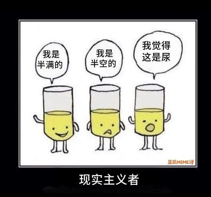 我觉得我是现实主义者这是尿半满的半空的巫狐MEME译