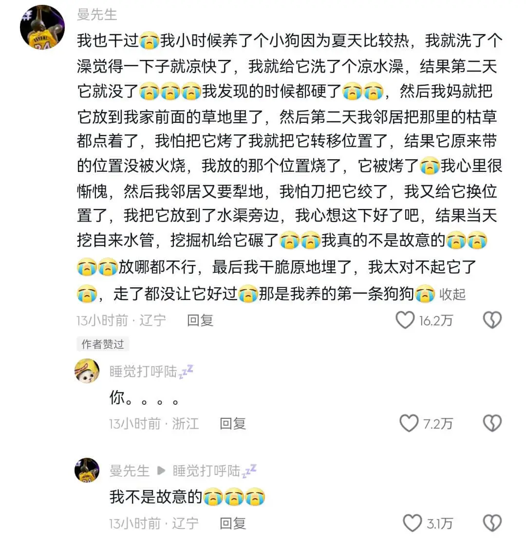 曼先生我也干过。我小时候养了个小狗，因为夏天比较热，我就洗了