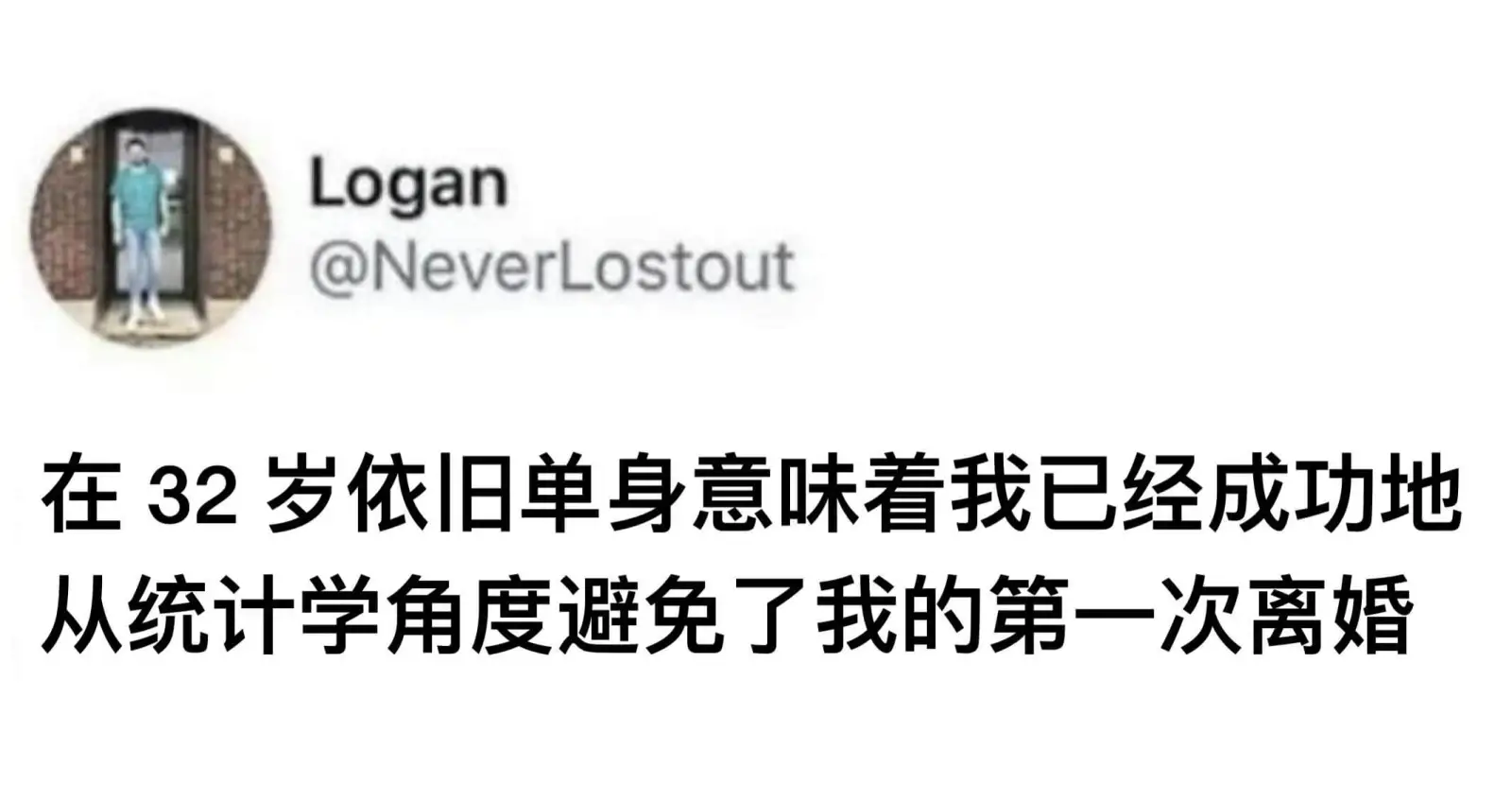 Logan@NeverLostout在32岁依旧单身意味着我