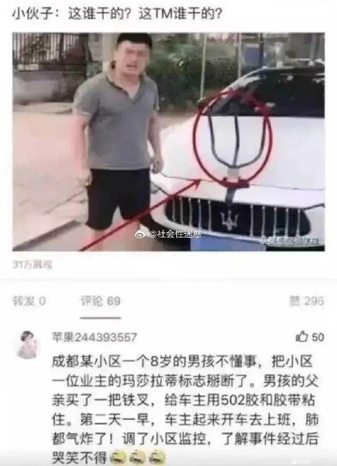 小伙子：这谁干的？这TM谁干的？@社会性迷惑31万座板转发0