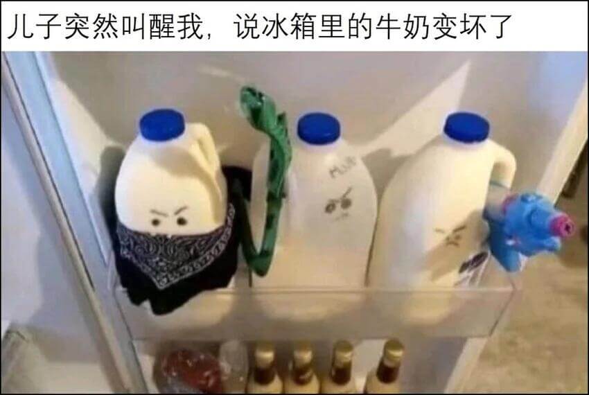 儿子突然叫醒我，说冰箱里的牛奶变环了