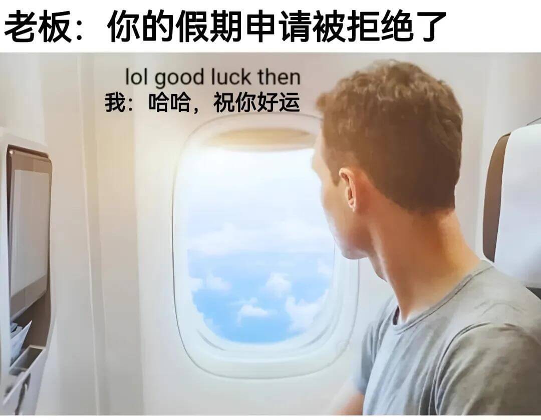 老板：你的假期申请被拒绝了。lol，goodluckthen