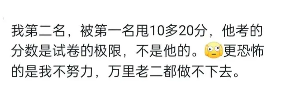 我第二名，被第一名甩10多20分，他考的分数是试卷的极限,不