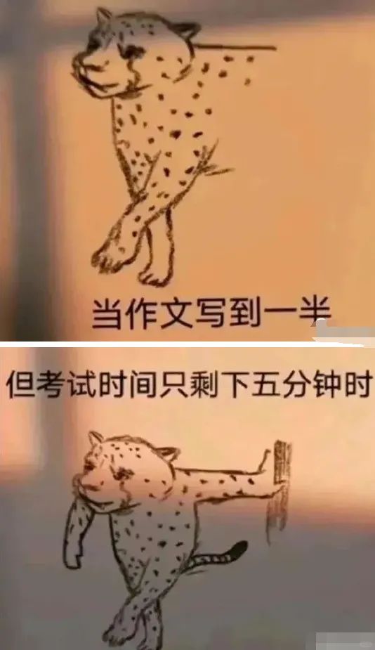 当作文写到一半但考试时间只剩下五分钟时