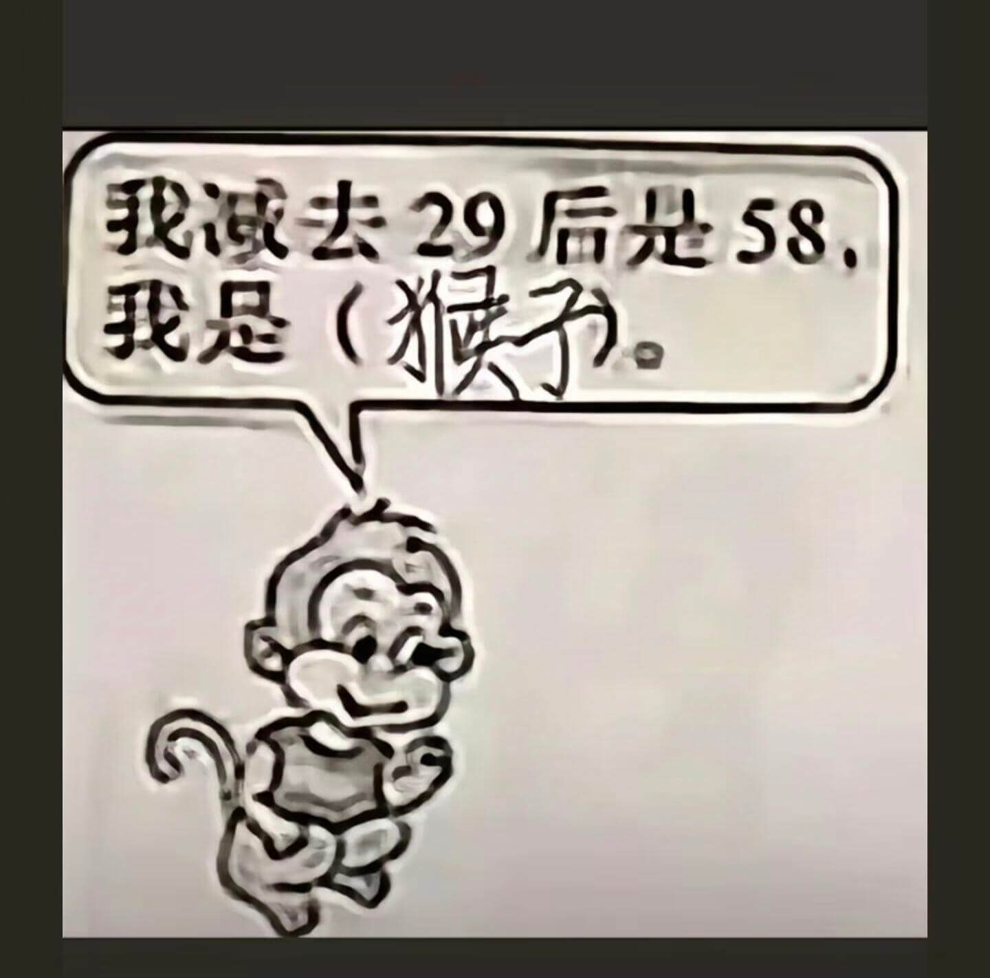我减去29后是58我是（猴）