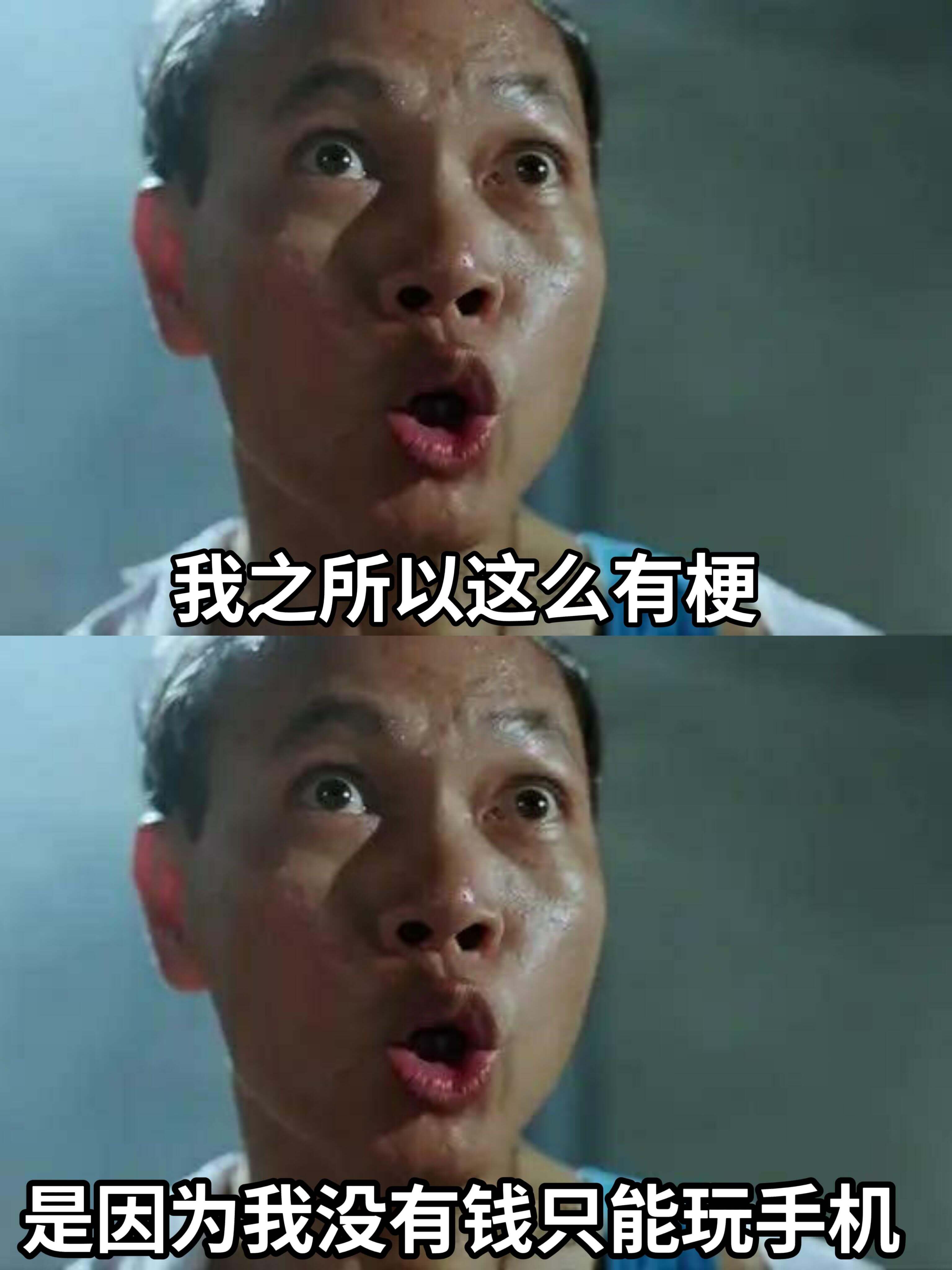 我之所以这么有梗，是因为我没有钱，只能玩手机。