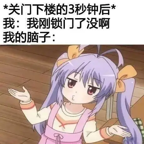 *关门下楼的3秒钟后*我：我刚锁门了没啊？我的脑子：