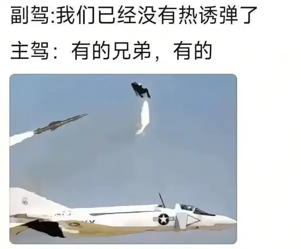 副驾：我们已经没有热诱弹了主驾：有的，兄弟，有的