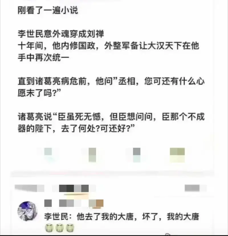 刚看了一遍小说李世民意外魂穿成刘禅十年间，他内修国政，外整军