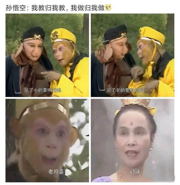 孙悟空:我教归我教，我做归我做见了小的要叫始娘见了老的要叫妈