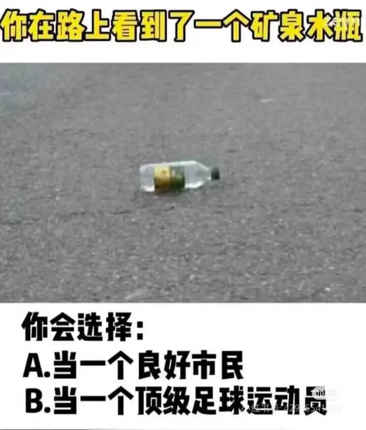 你在路上看到了一个矿泉水瓶你会选择:A.当一个良好市民B.当