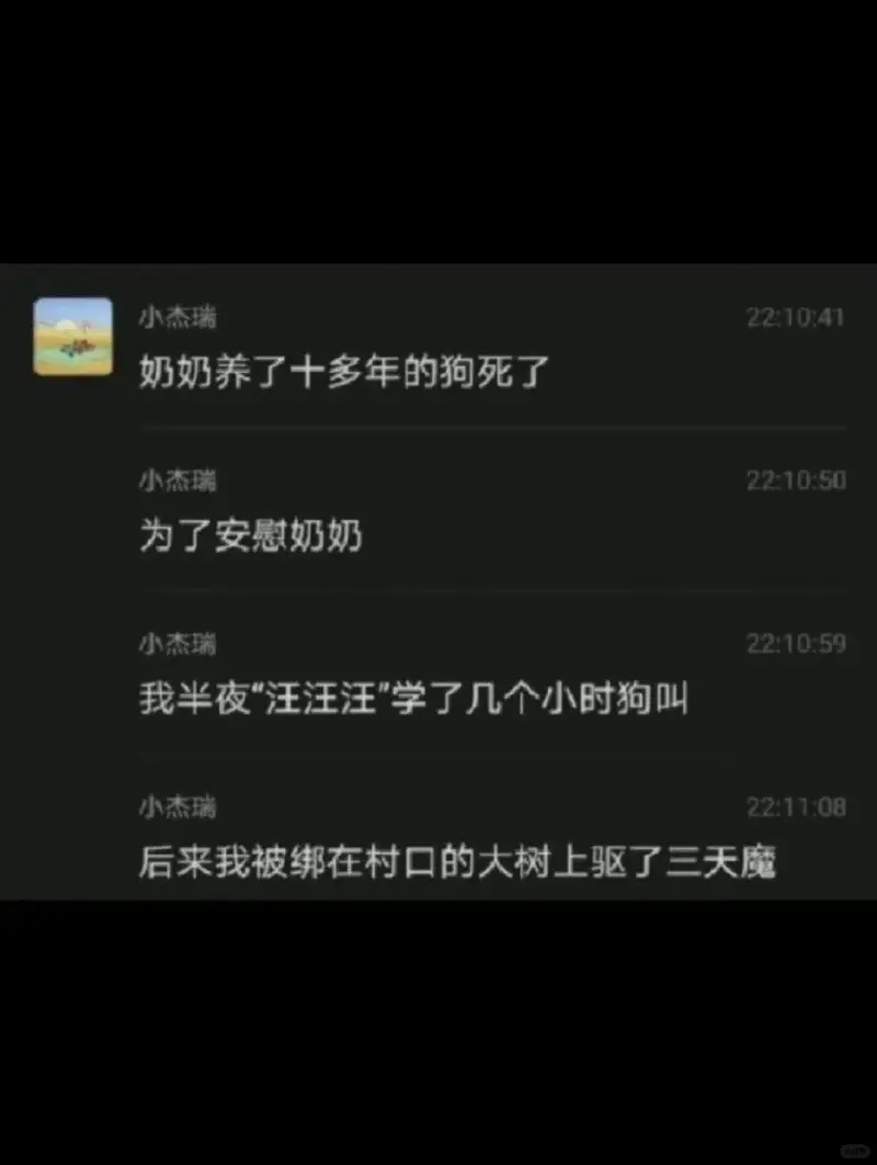 小杰瑞22:10:41奶奶养了十多年的狗死了小杰瑞为了安慰奶